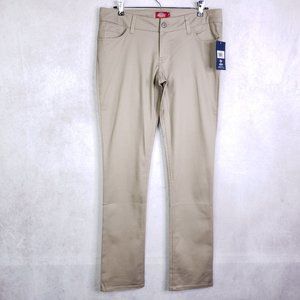 Dickies Girl Junior 5 Pocket Classic Skinny Low Rise Pants, Sz 13 Khaki, HH164